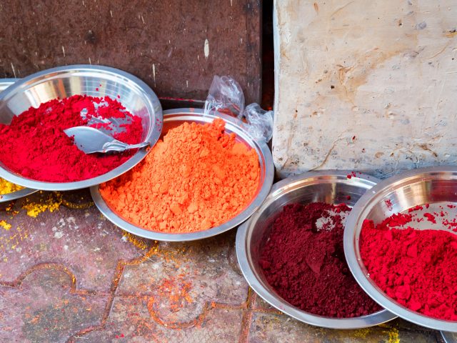 Indian pigments for bindi painting close up